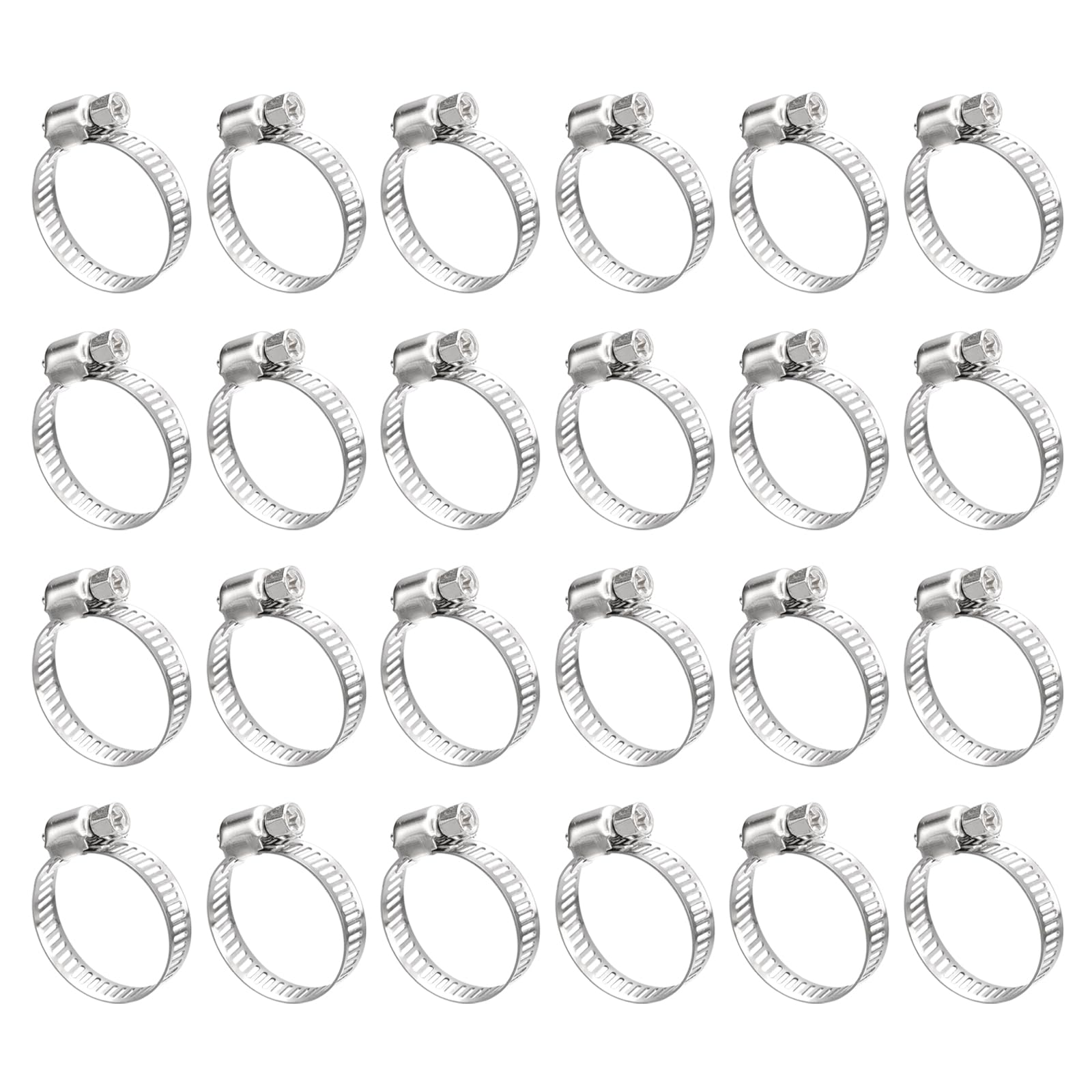 uxcell Worm Gear Hose Clamp, 24pcs 3/4" - 1 1/8" Adjustable Stainless Steel Hose Clamps Duct Clamp for Securing Hose, Pipe, Plumbing, Tube and Fuel Line