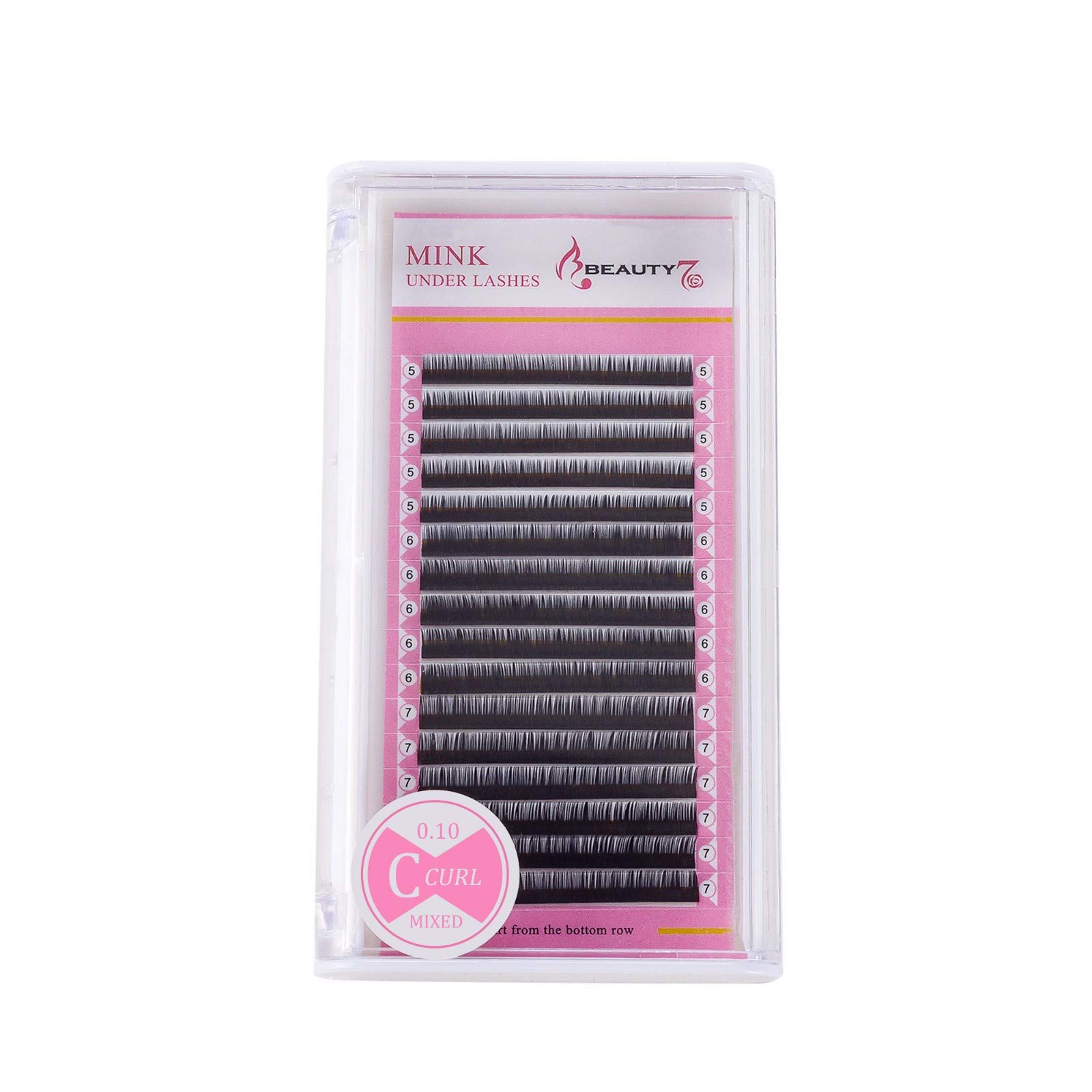 Semi-permanent Lower Bottom Eyelash Extensions C Curl Individual Under Lashes 0.1mm Thickness 5mm 6mm 7mm Mixed Tray Black
