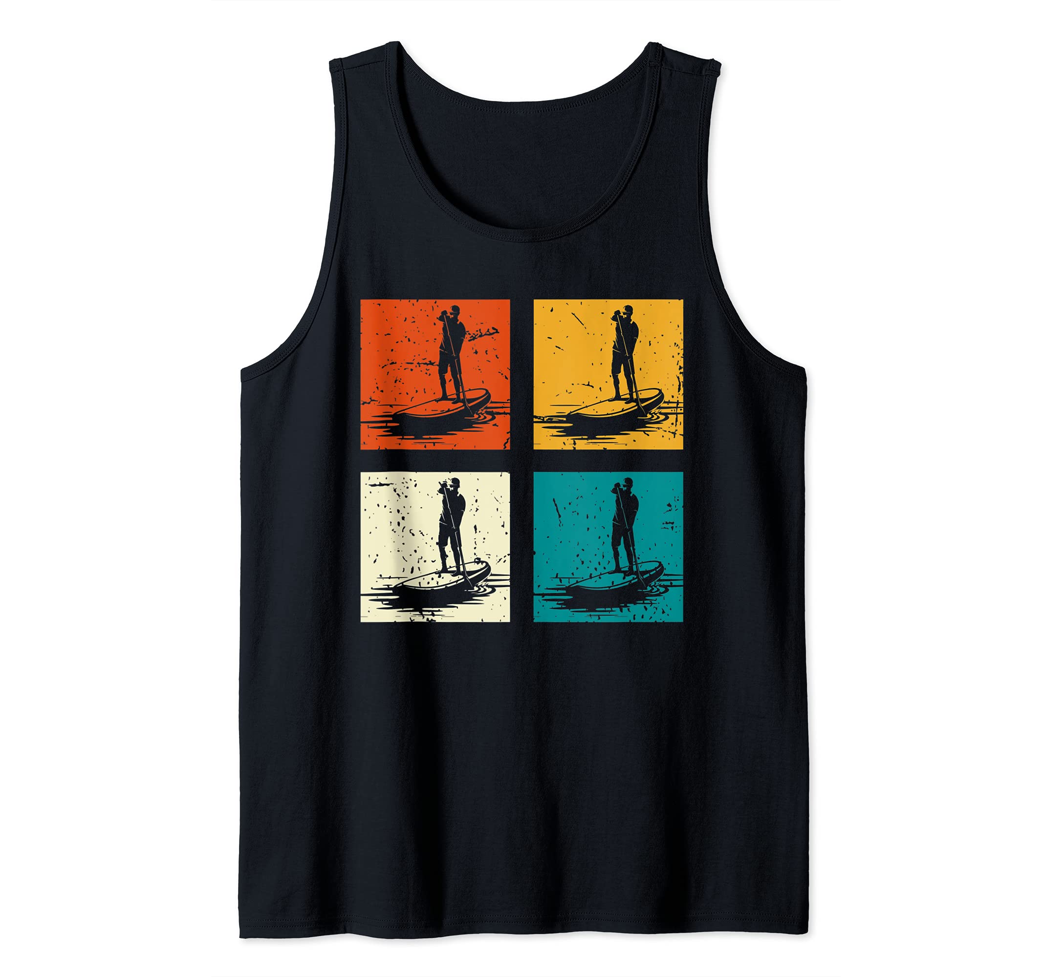 Outdoor Sports Paddleboarder Stand Up Paddling Pop Art SUP Tank Top