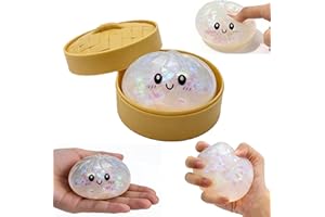 Aglacynorath Glitter Dumpling Squishy, Giant Glitter Dumpling Box, Colorful Stretchy Decompression Sensory Toy, Soft Squeeze 
