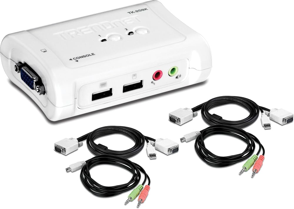 TRENDnet TK-209K 2-Port USB KVM Switch Audio Kit with Cables