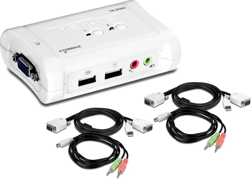 TRENDnet TK-209K 2-Port USB KVM Switch Audio Kit with Cables