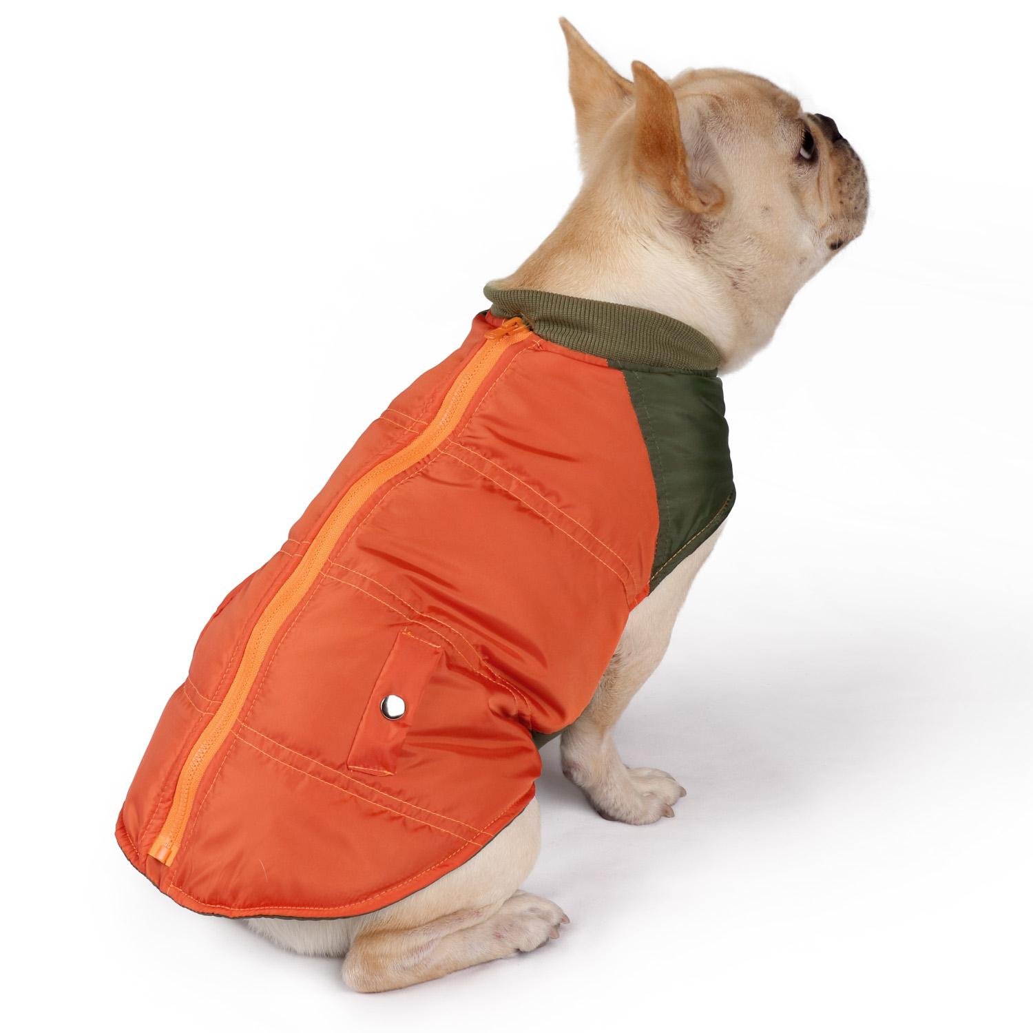 Pecute Dog Vest Color Blocking Winter Warm Pet Apparel with Strap Closure Orange X-Small