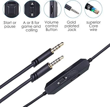 Câble De Rechange Pour Casque Astro A10 A40 - 1m Avec Contrôle Volume/micro - Compatible Xbox, PS4, PC, Nintendo Switch