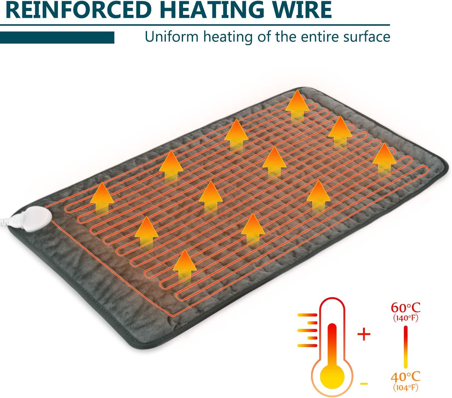 Heating Pad, 30" x 16" Electric Heat Pad for Back Pain and Cramps Relief - Electric Fast Heat Pad with 6 Heat Settings -Auto Shut Off- Machine Washable: Health & Personal Care