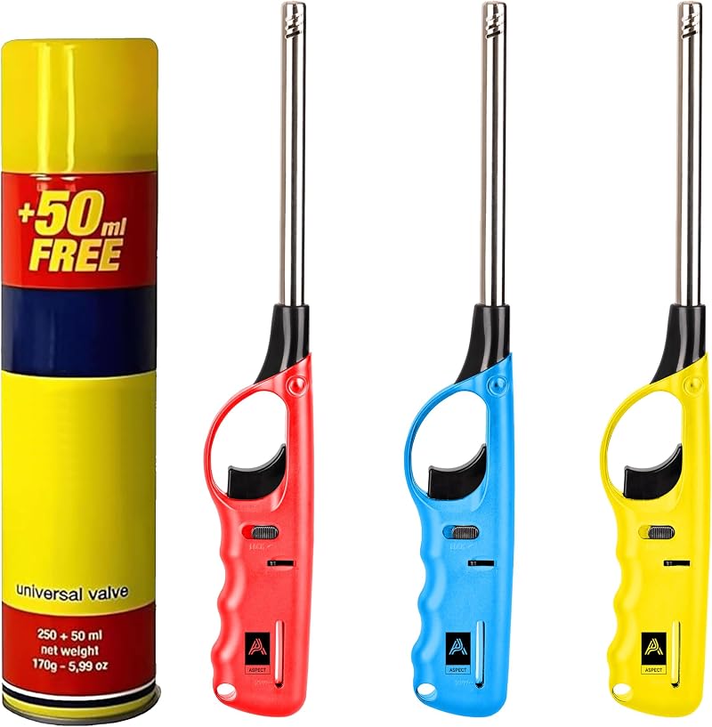 Aspect Refillable BBQ Lighter Set of 4 with Gas Canister Adjustable Flame