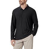 ODODOS Men's Performance Long Sleeve Polo- odSTRATUM Tech Golf T-Shirts Ultra Soft Moisture Wicking UPF 50+ Casual Tops