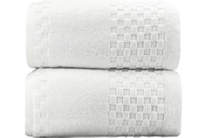 YTYC 35x70 Inches Bath Sheets Towels 100 Percent Cotton Extra Large Bath Towels for Adults 600GSM Super Absorbent Soft Luxury Bathroom Towels (White, 2 Piece)