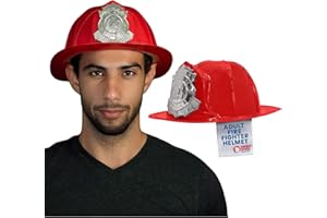 Nicky Bigs Novelties Deluxe Adult Firefighter Helmet Thick Plastic Fireman Hat Fire Chief Hat Firefighter Accessories Costume
