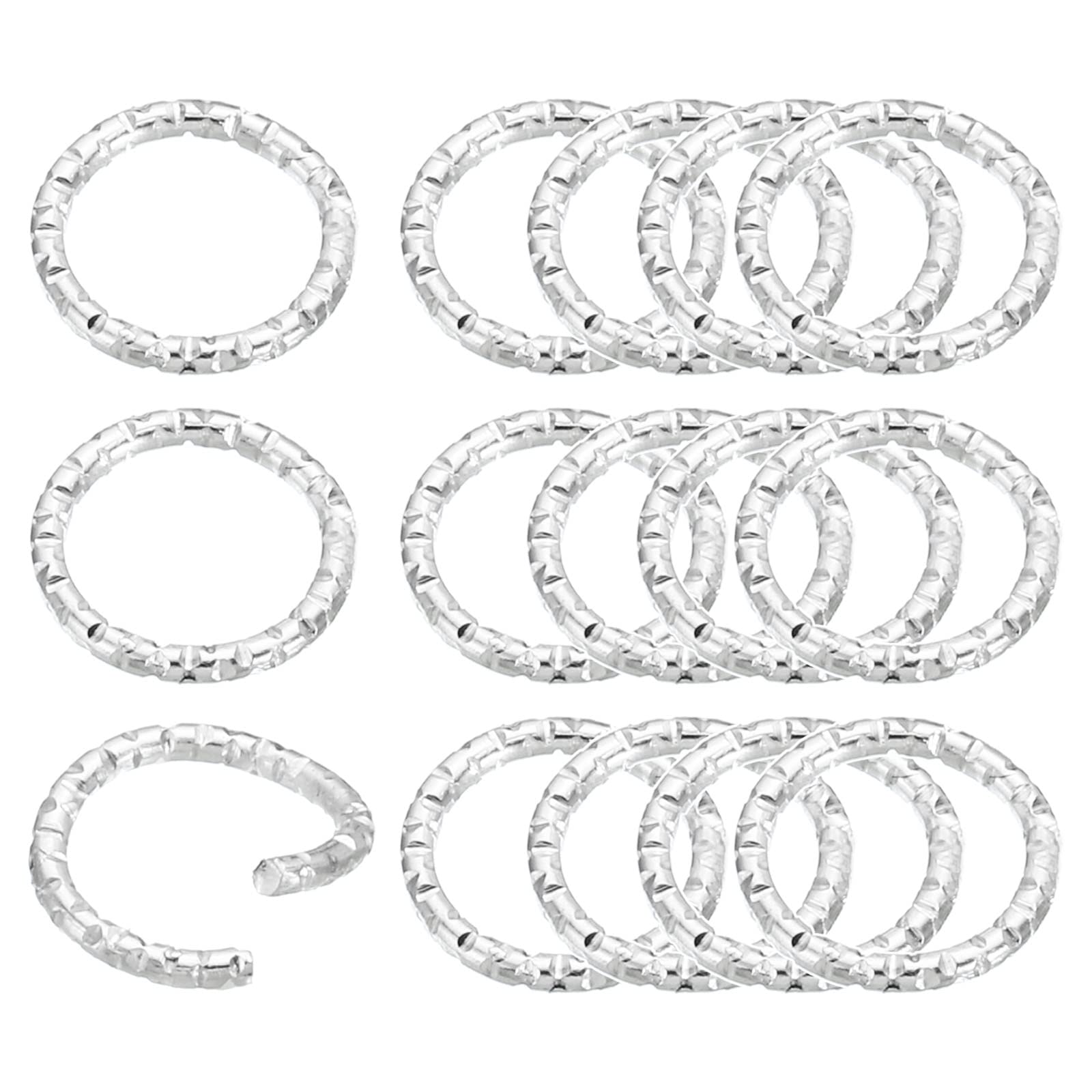 PATIKIL 1.2 x 10mm Wine Glass Charm Ring, 200 Pack Metal Earring Beading Hoop Twisted Open Jump Rings, Silver