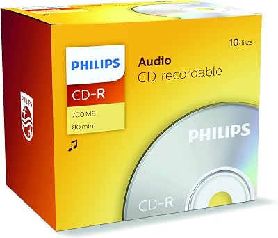 Philips Audio CDR80 10pk 80min 700MB Recordable CD Blank Jewel Cases
