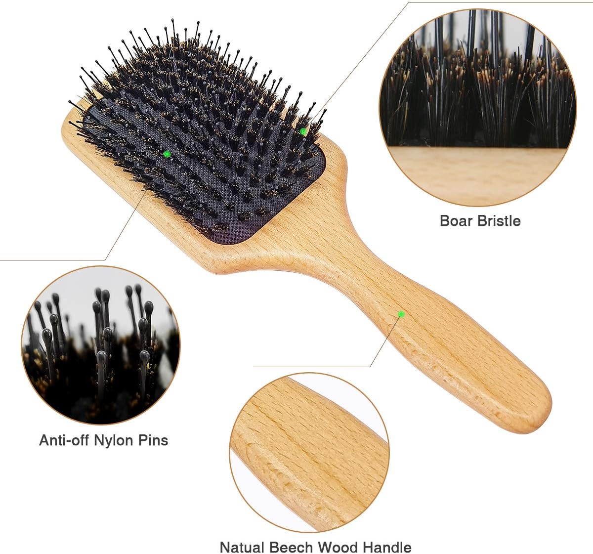 Boar Bristle Hair Brush for Women Kids 4PCs Gift set - Image 4