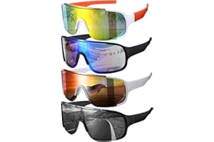 4 Pcs Cycling Glasses for Men Women, Sports Sunglasses Mirrored Sports Goggles UV400 Protection for Cycling Motorbike Driving