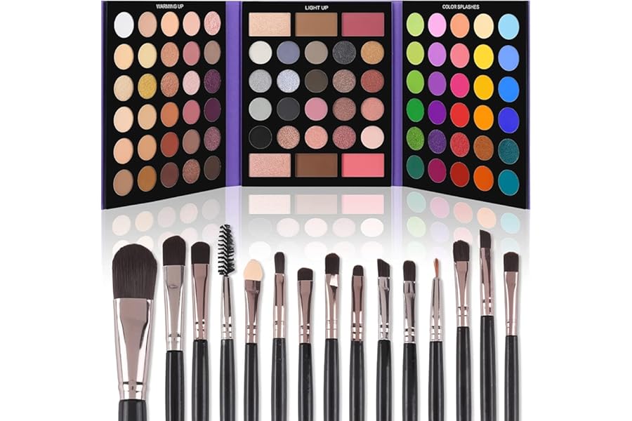 UCANBE Eyeshadow Palette with 15Pcs Brushes Makeup Set, Pigmented 86 Colors Make Up Sets Valentine’s Gift, Matte Shimmer Glitter Eye Shadow Pallet Highlighter Contour Blush Powder Brush Beauty Kit