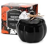 Halloween Pumpkin Shaped Candle Fall Vanilla Pumpkin Spice Candle 12oz | Black Farmhouse Halloween Decor Thanksgiving Scented Candles Large Decoration Gift for Home