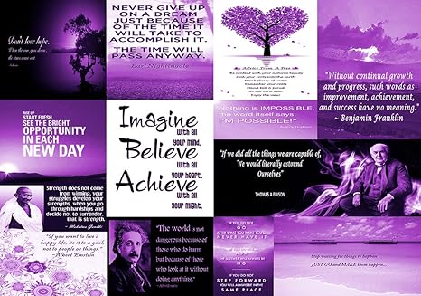 Motivation Quotes Purple Canvas Wall Art Picture 100% cotton (20" x 14