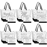 24PCS Thank You Canvas Tote Bags Employee Inspirational Makeup Bags for Women Nurse Employee Appreciation Gift Employee Appreciation Pouch Bag with Zipper for Women Staff Teacher Coworkers Office