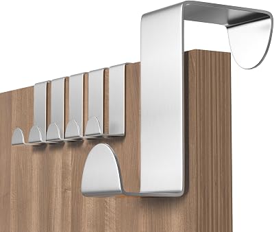 Shexkent 6pk Stainless Steel Over Door Hooks Hanger for Bedroom Bathroom Kitchen