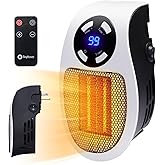 Space Heater 450W Programmable Wall Outlet Safe and Quiet Electric Heaters with remote control, LED Display, Adjustable Therm