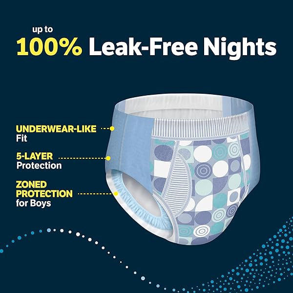 GOODNITES BOYS’ NIGHTTIME BEDWETTING UNDERWEAR, SIZE LARGE (68-95 LBS), 11 CT, PACKAGING MAY VARY