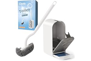 Cinola Toilet Brush and Holder Set, Wall Mounted Toilet Bowl Brush with Hideaway Caddy, Toilet Cleaner Brush Built-in Drip Tray, Toilet Scrubber Brush Bathroom Decor, Elegant RV Bathroom Accessories