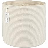 XUANGUO Cotton Rope Basket For Girls Boys Kids 16”X14” Baby Laundry Baskets Nursery Bin Round Woven Basket Organizer For Storage Toys Blankets Shoes Clothes white