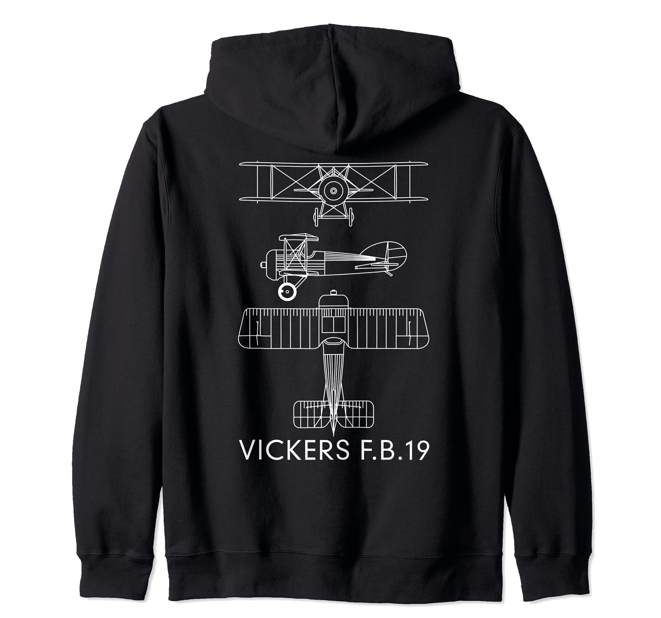 Vickers F.B.19 Fighting Scout Biplane WWI Plane Blueprint Zip Hoodie