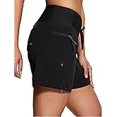 ISEEGZ Women's 5"/9" High Waisted Swim Board Shorts Quick Dry UPF 50+ Womens Swim Trunk Bottoms with Liner Zipper Pockets