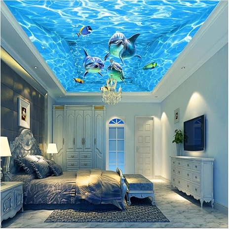 Amazon Com Pbldb Paper Modern Art Top Beach Deep Blue Sea Water