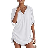 MOHHOM Swimsuit Coverup for Women Bathing Suit Cover Up Summer Swimwear Drawstring Beach Bikini Dress Shirt