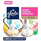 Glade PlugIns Refills Air Freshener, Scented and Essential Oils for Home and Bathroom, Exotic Tropical Blossoms, 1.34 Fl Oz, 2 Count