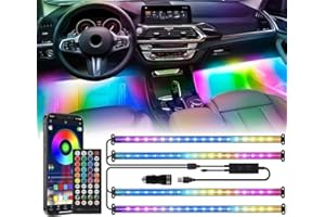 EJ'S SUPER CAR RGB+IC 72 LED Interior Car Strip Lights with Smart APP Remote Control, Music Sync Under Dash Footwell Neon Internal Lighting Kit Multicolor,12V LED Strip Lights for Cars, Trucks, SUVs with Car Charger