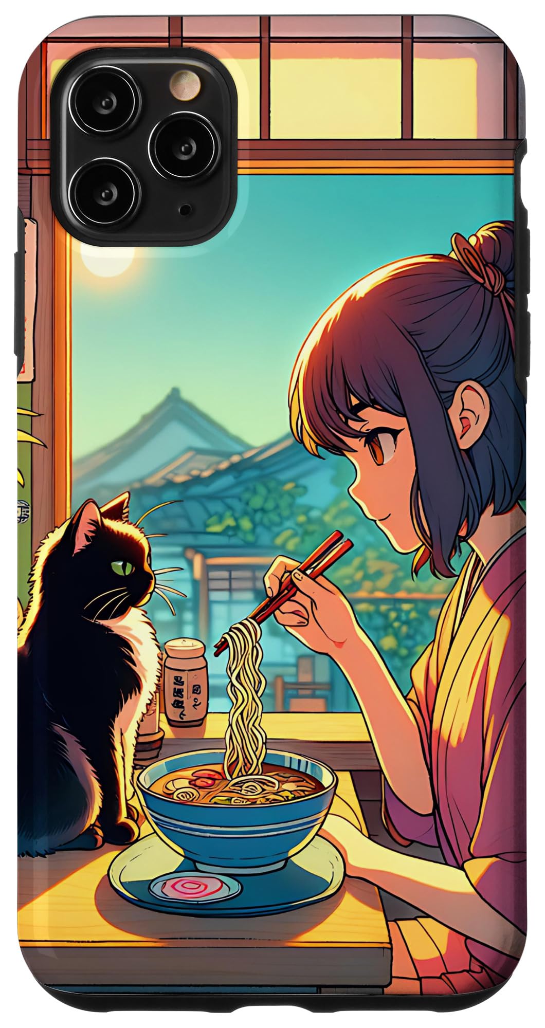 iPhone 11 Pro Max Japanese Girl Ramen Cat Anime Case