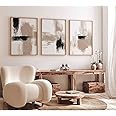 Joocrise Beige Abstract Wall Art Painting Set of 3 Neutral Canvas Wall Art Prints Black Beige Modern Wall Decor Minimalist Art Pictures Abstract Modern Artwork for Room Bedroom 16x24 Inch Unframed