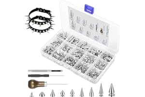 Punk Spikes and Studs Kit, 8 Sizes Cone Spike and Studs Rivets, Zinc Alloy Tree Spikes Stud for Leather Craftsmanship, Punk S