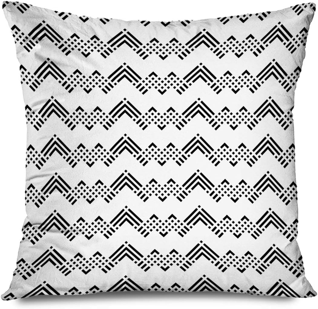 DANGCCI Throw Pillow Cover Square 18x18 Inches Chevrons Zigzag Peruvian Broken Abstract Diamonds Dots Angle Arrows Blend Skin Aztec Bars Black Decorative Pillow Cushion Case Home Decor Pillowcase
