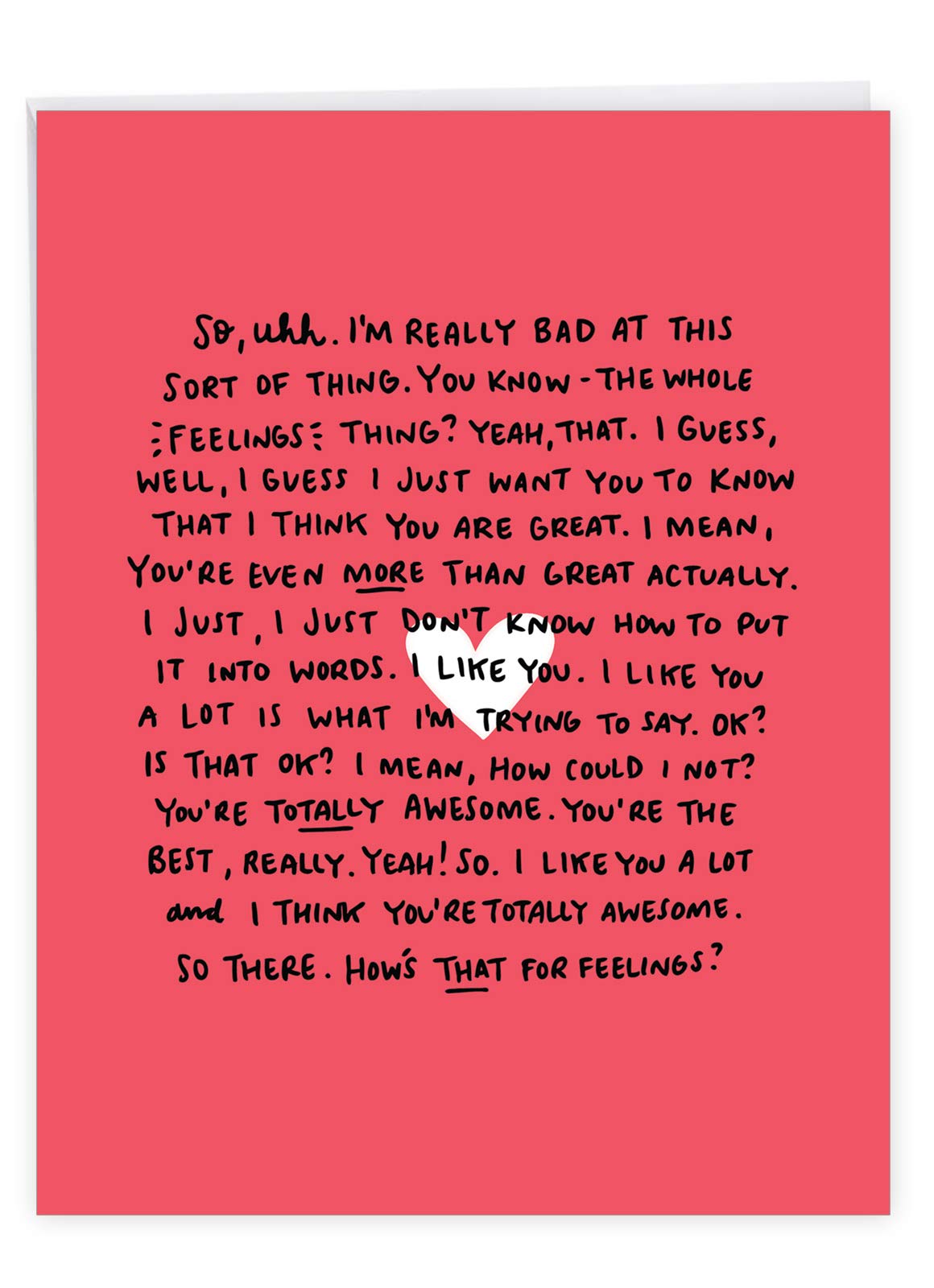 NobleWorks - Large Valentines Day Card Funny (8.5 x 11 Inch) - Vday Humor, Big Greeting Notecard for Valentine - Awkward Feelings J6784VDG