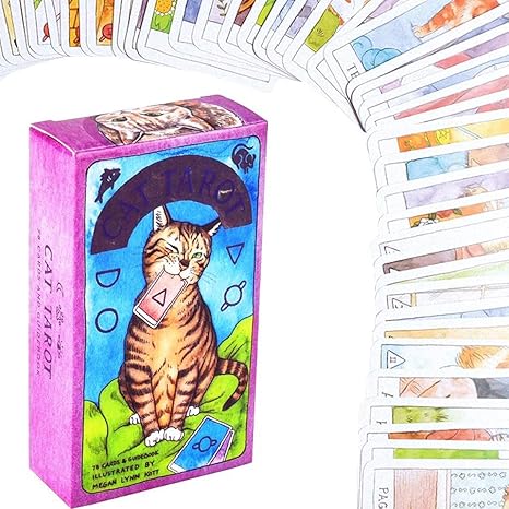 Amazon Co Jp タロットカードは 猫は78枚のカードデッキタロットカードセット タロットカードと本のための初心者セット 英語 カード タロットカードゲームのカードをタロット ホーム キッチン