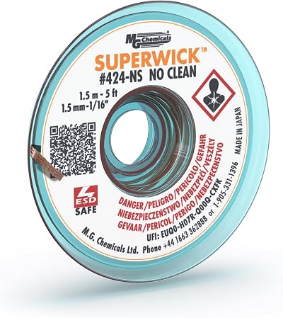 MG Chemicals Super Wick Desoldering Braid 0.05" x 5' No Clean Static Free