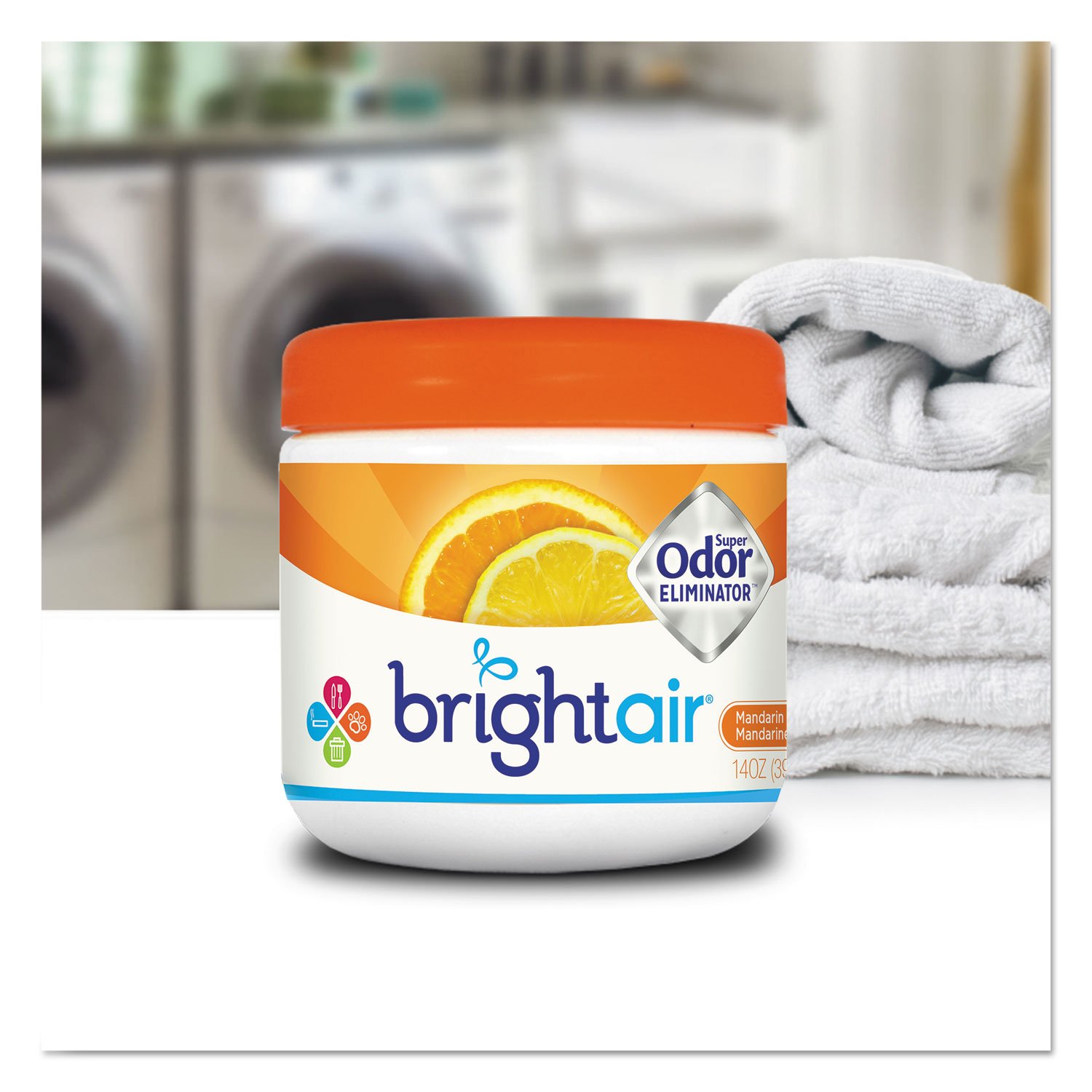 Bright Air 14 oz. Super Odor Eliminator, For Medium-Size Spaces, Mandarin Orange and Fresh Lemon Scent, Case of 6, Air Freshener, Natural Essential Oils, Lasts Up to 90 Days Each