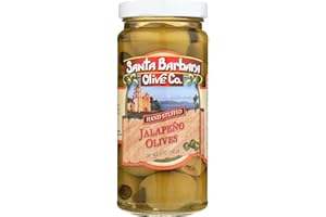 SANTA BARBARA OLIVE CO| Premium Individually Hand Stuffed Cocktail Olives | (5oz jars) (Jalapeno Stuffed) (Pack of 6)