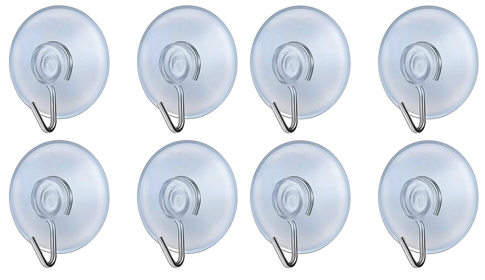 fiXte Suction Cup Hooks Clear PVC Sucker Pads 45mm Kitchen Wall Hangers Window Sucker Hook No Drill for Glass Tile Door Bathroom Shower Christmas Lights Hanging Wreath (Pack of 8)