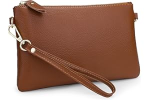 YALUXE Women's Genuine Leather Wristlet Purse Clutch Wallet with Crossbody Strap