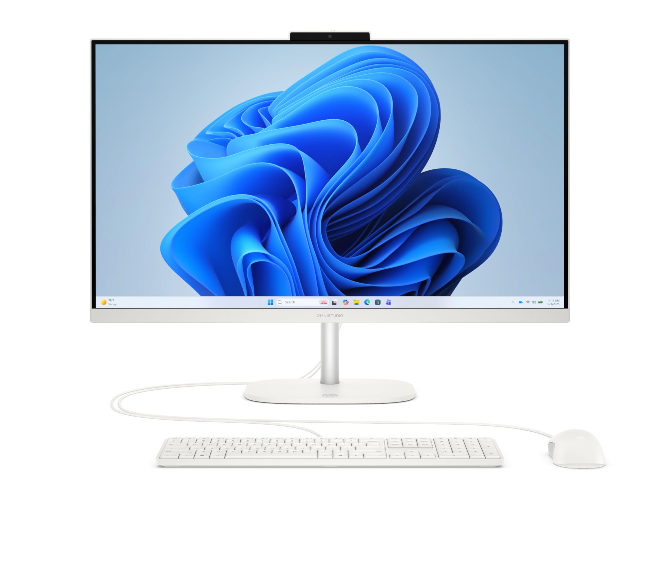 HP OmniStudio 27-cv0205ng All-in-One KI PC, 27 Zoll Entspiegeltes IPS Display, AMD Ryzen 5, 16 GB LPDDR5, 1 TB SSD, AMD Radeon Grafik, Windows 11 Home, QWERTZ Tastatur, Cotton White
