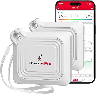 ThermoPro TempPro TP351 Bluetooth Hygrometer Thermometer 2 Pack 80M