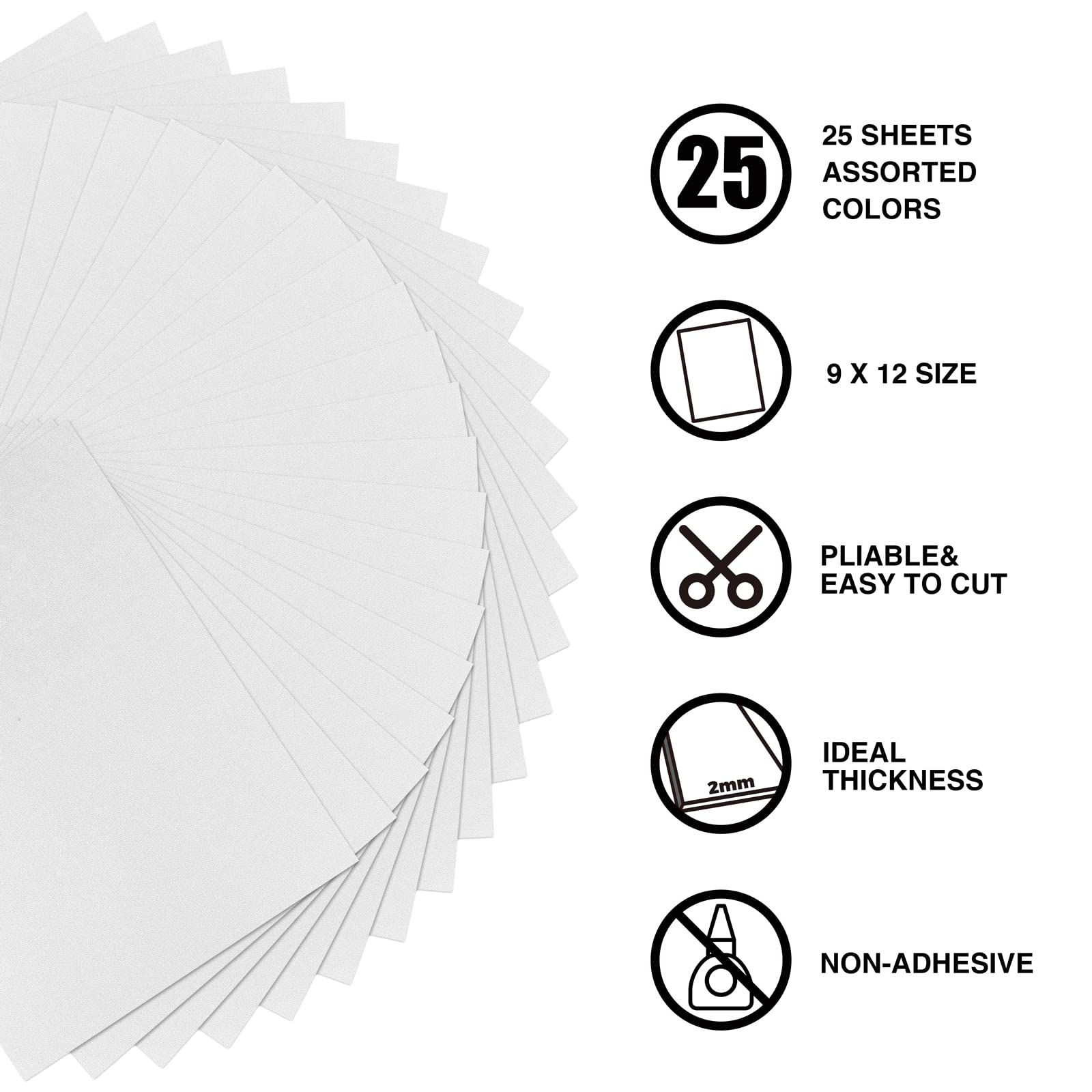 9 x 12 Inch White Foam Sheets Crafts, 2mm Thick. 25 Pack Premium White Foam Papers Set, for Crafting,DIY Project,Classroom, Scrapbooking, 3D Card Making