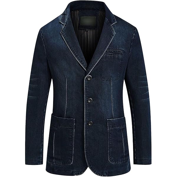 ジャケット・アウター Viedit Cutoff Short Non-Breasted Jacket SWJGLITTR Men's Casual Denim Suit Jacket Classic Notched Collar 3