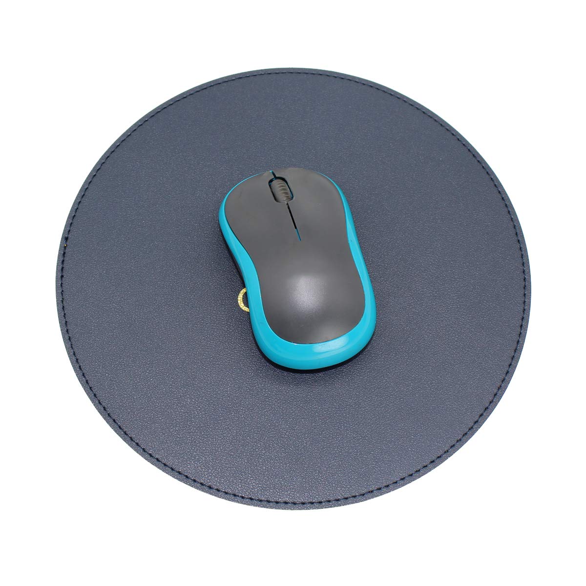Round Mouse Pad 220x220x2mm,GUBEE PU Leather Gaming Mouse Mat,Waterproof Non-Slip PU Smooth Mouse Pad Design for Office,Home and Travel (Darkblue/Yellow)