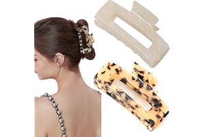 2 Pack Hair Claw Clips for Women Tortoise Shell Large Claw Hair Clips for Thin to Thick Hair Rectangle Hair Jaw clips