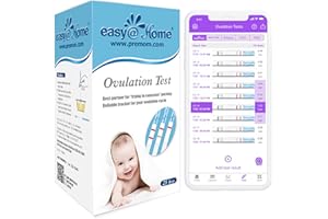 Easy@Home Ovulation Test Strips, 25 Pack Fertility Tests, Ovulation Predictor Kit, Powered by Premom Ovulation Predictor iOS and Android App, 25 LH Strips